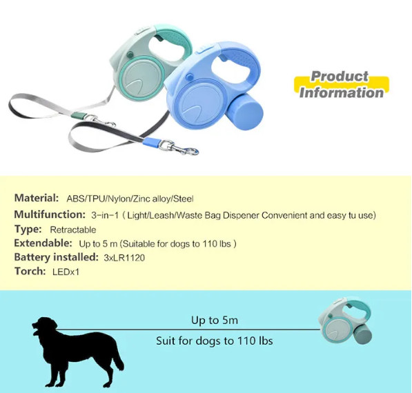 Self Acting Retractable Dog Lead Automatic Retractable Pet Leash Portable Anti Escape