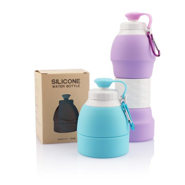 580ml Food Grade Silicone Collapsible Water Bottle 78x220mm
