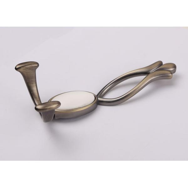 Chrome Coat Double Hooks Wall Mounted Zinc Alloy And Ceramic Robe Hook