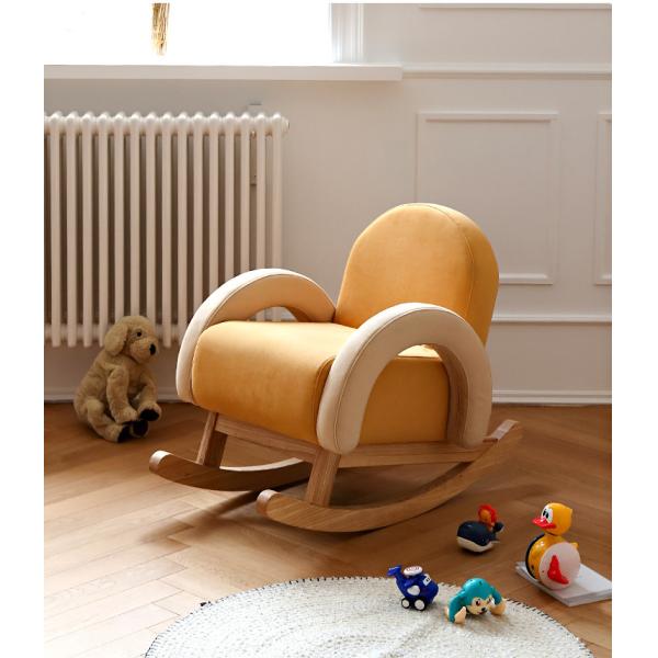 Nordic color Household Small Fabric Rocking Chair Hollow Arc Handrail