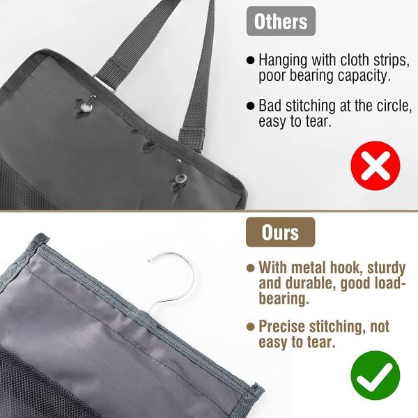 Legging Storage Organizer For Closet, Hanging Closet Organizer System, Grey Clothes Closets Holder With 20 Roll