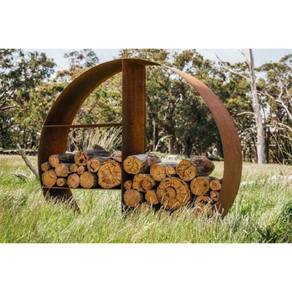 120cm Decorative Rustic Circular Log Store Corten Steel Firewood Holder