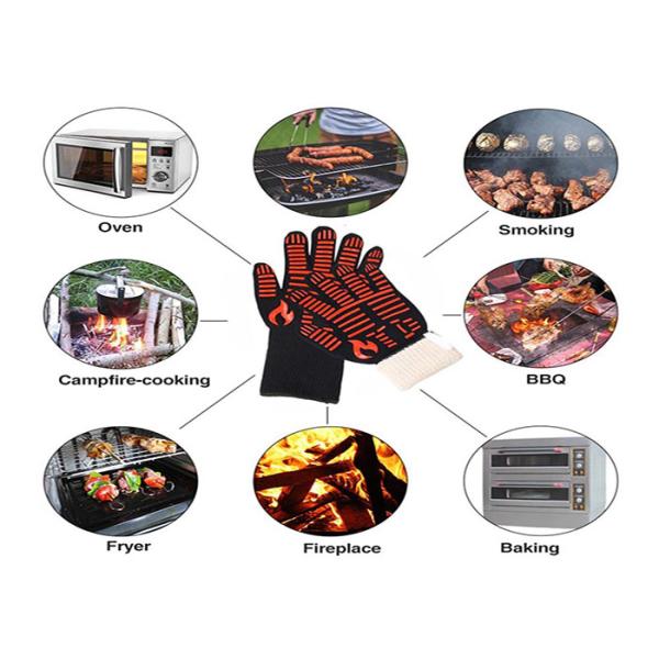 Comfortable Heat Resistant Work Gloves Black Line Red Silicone OEM Design