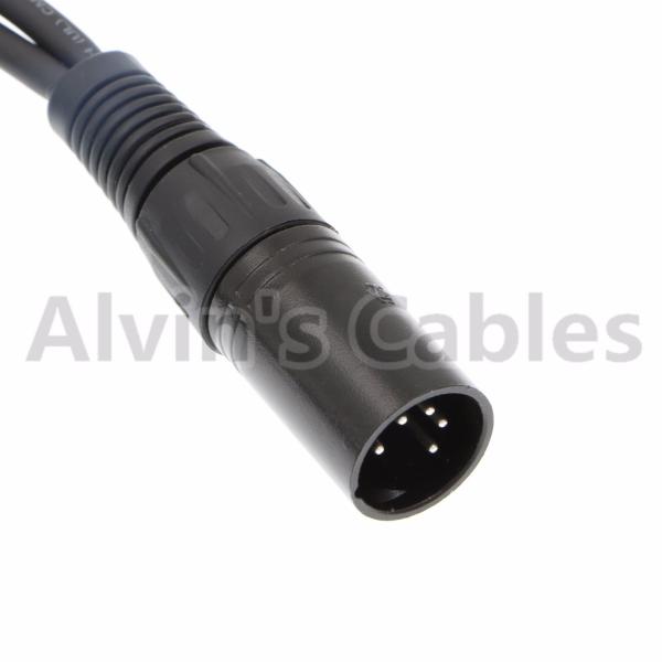 Dual Track Audio Arri Power Cable XLR 5 Pin Male To 2 XLRs 3 Pin Female