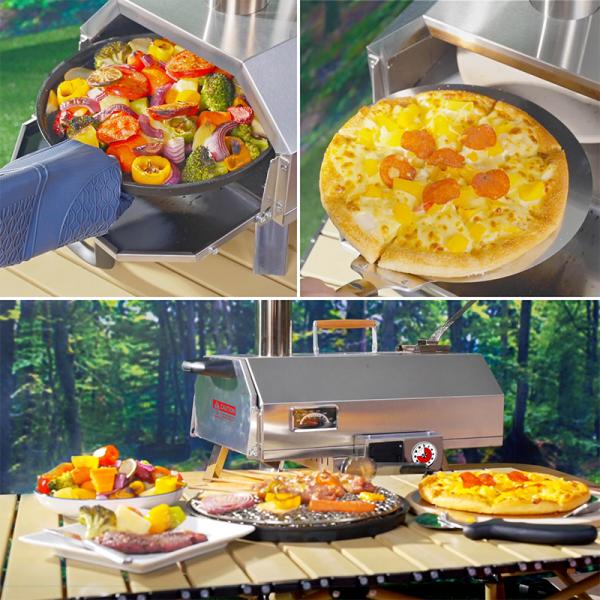 12 Inch Wood Fired Pizza Oven Automatic Rotating Outdoor Pizza Oven For Backyard Camping