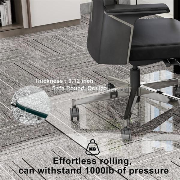 Industrial Grade Clear Tempered Glass Chair Mat 1/5" Thick 35" x 46" for Apartments