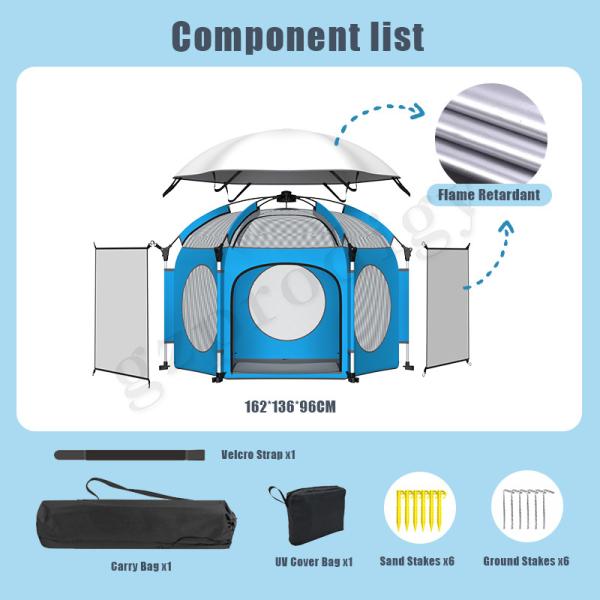 162cm Baby Play Yard Folding Indoor Pop Up Play Tent UV Protection Grey Color