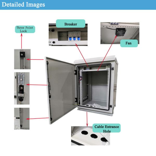 High Speed Fan Wall Mounted Telecom Cabinet 48VDC Plating