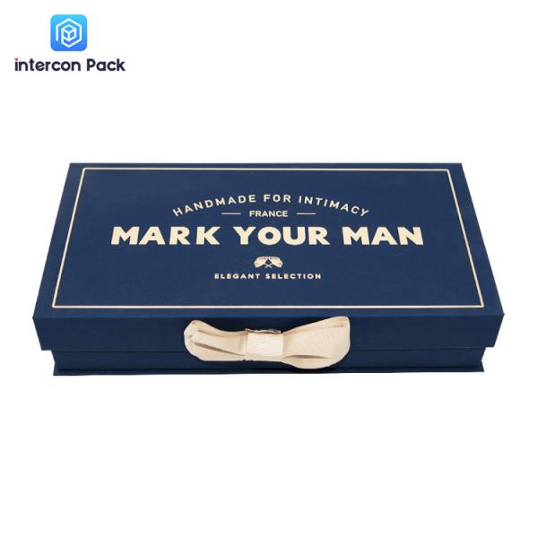 Cardboard Luxury Gift Packaging Boxes Clamshell With Ribbon Closure