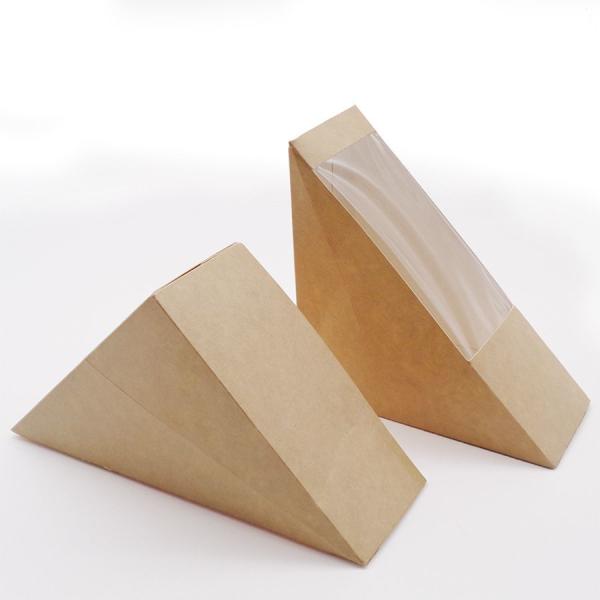 Portable Triangular Cardboard Sandwich Box Packaging Eco Friendly Food Grade