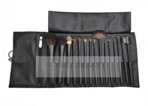 Cheap 15Pcs Luxury Animal Natural Hair Makeup Brushes Set Black Brush Roll With Holder wholesale