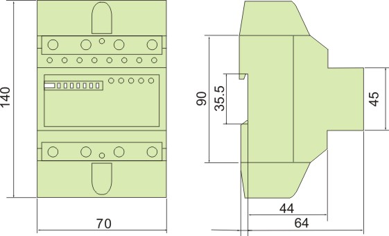 35mm Din Rail 3 Phase Energy Meter PC LCD , Extension Terminal Cover