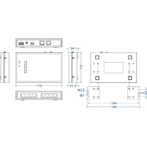 Aluminum Alloy Modbus Ethernet Gateway Desktop Mounting Installation