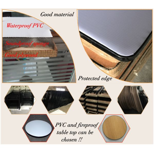 PVC Surface Plywood Board 1.2mm Frame Fold Up Hotel Banquet Table SGS ISO