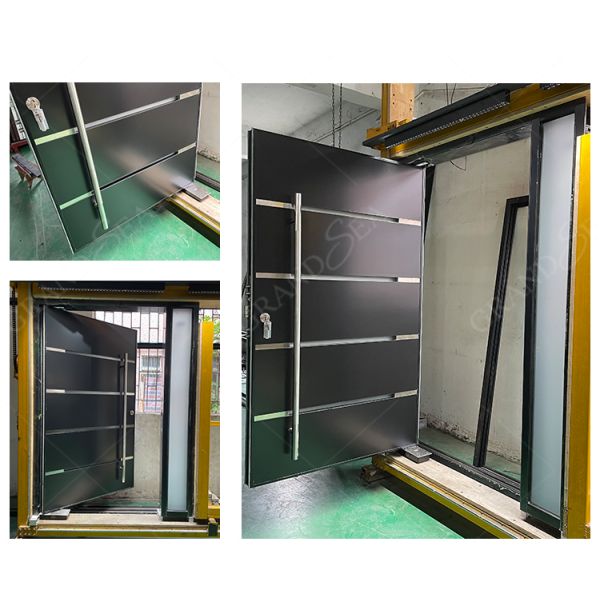 Modern American Luxury Black House Main Exterior Security Stainless Steel Front Entry Doors With Smart Lock