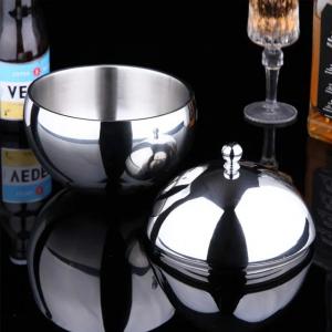 China Round Ball Shape Stainless Steel Insulated Ice Buckets With Lid And Handle on sale