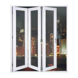 China Waterproof Aluminum Frame Folding Glass Patio Doors With Louver on sale