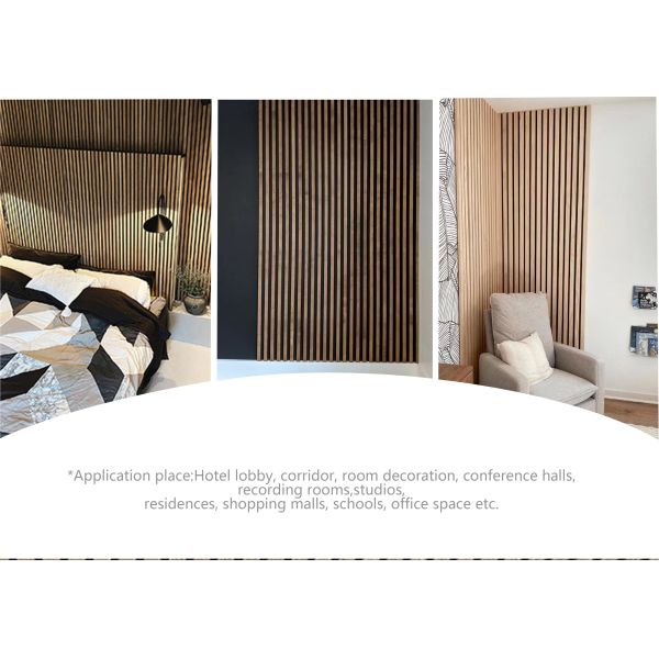 Fr MDF Slatted Timber Acoustic Panels for Wall and Ceiling Decoration 12mm Thickness