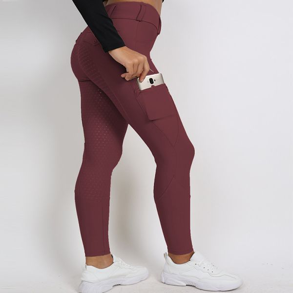Women Burgundy Riding Breeches Quick Dry Silicone Grip Full Seat Riding Breeches