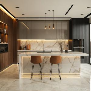 Wholesale Modern European Design Kitchen Cabinets Solid Wood Furniture Stainless