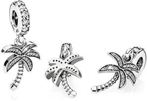 Cheap EZ Tuxedo Palm Tree Dangle Charms 925 Sterling Silver Tree Pendant with Cubic Zirconia for Pendant wholesale