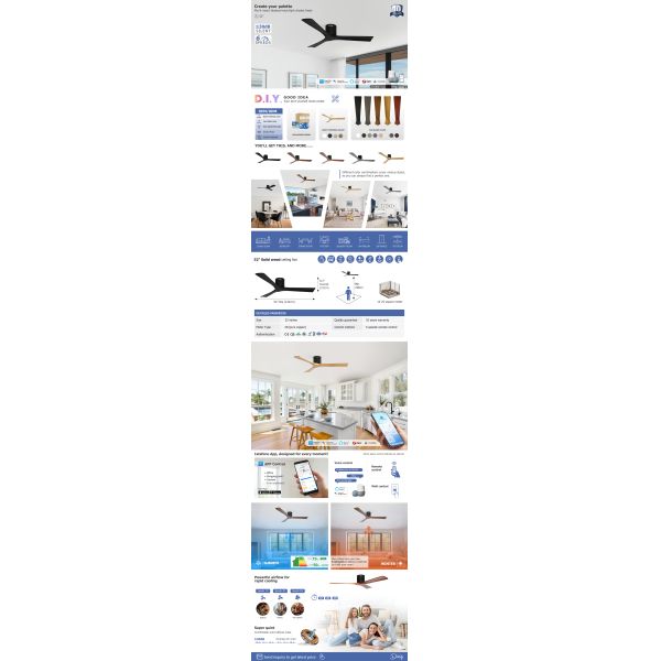 3 Blades Wooden Ceiling Fan With Remote Control Quiet Dc Motor High Speed