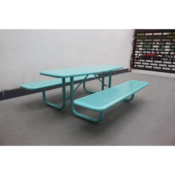 Waterproof Rustproof Outdoor Picnic Tables Perforated Steel Material For Park