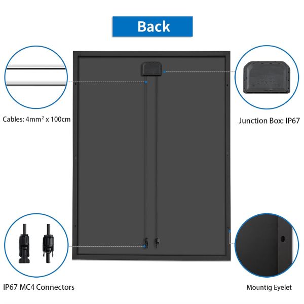7 Layer Construction 200W Monocrystalline Photovoltaic Solar Panel for Motorhome Balcony System Garden Shed Boat