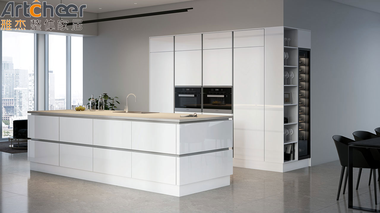 Lacquer Wall Cabinet Kitchen Storage with Modern Design and Plywood Material Grade E1