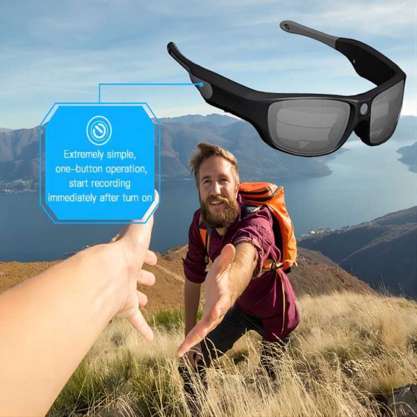 Waterproof IPX55 Sport Video Sunglasses For Cycling, Mountaineering, Riding, Running