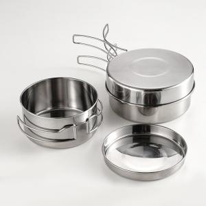 China Multifunction 4 Pieces Outdoor Cookware Set Stainless Steel Titanium Pots on sale