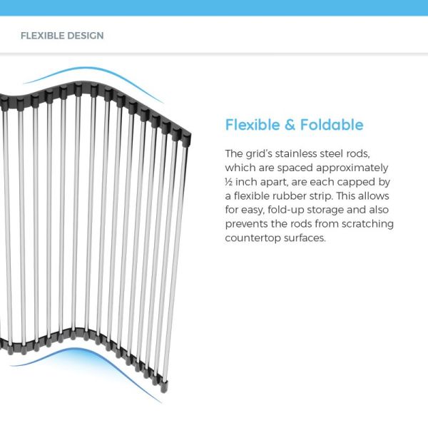 SS304 Sink Protector Grid Above Counter Rolling Black Sink Grid