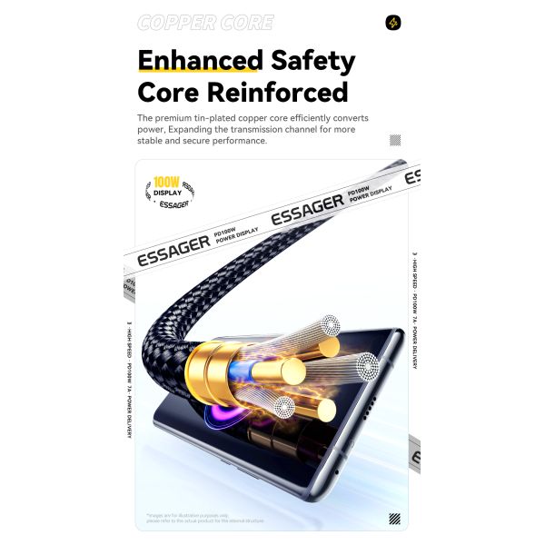 Cotton Yarn USB A To Type C Cable 100W ESSAGER ES-X57 Series