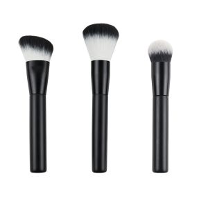 Cheap Private Label Oval Makeup Brush Set Wooden Handle Aluminum Black wholesale
