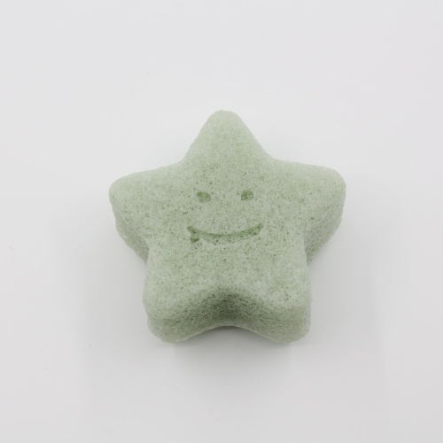 Antibacterial Pentagram Green Tea Konjac Sponge Removes Dirts Makeup Sponge Cleanser