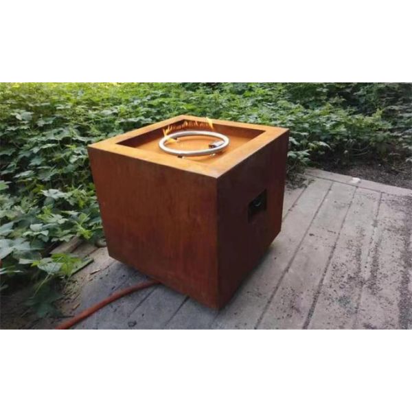 Square Patio Fireplace Outdoor Heater Corten Steel Gas Fire Pit Table