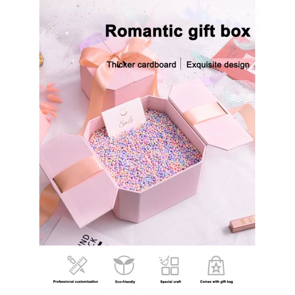 Custom cardboard packaging box wholesale valentines day gift heart shaped gift box with ribbon