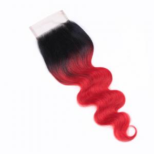 1b Red Body Wave 100% 4x4 Lace Closure Real Human Virgin Hair 18 Inch