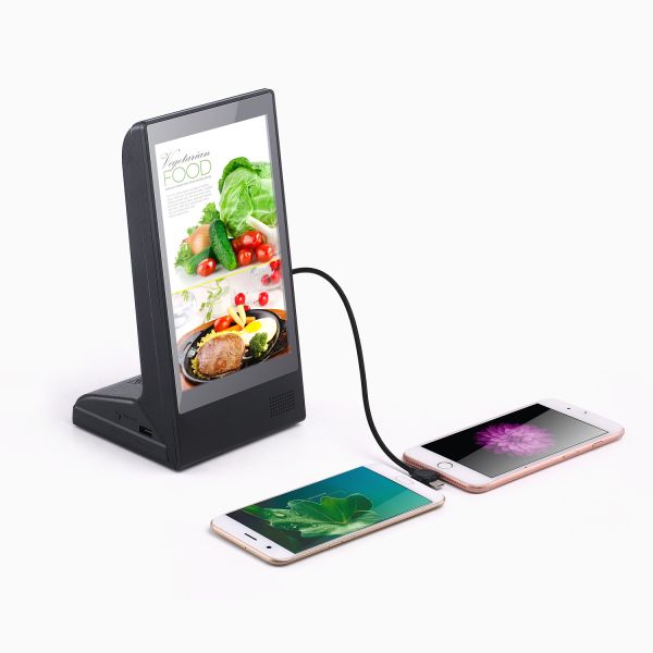 Black 10 inch Advanced L-Shaped Desktop HD LCD Screen Advertising Player with Menu Power Bank