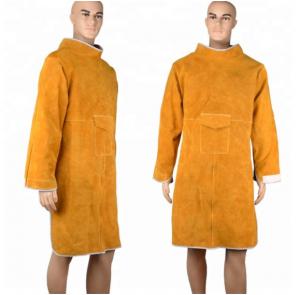 Cheap Durable Cow Leather Welding Clothes Long Coat Apron Protection Clothes PPE Safety Wear wholesale