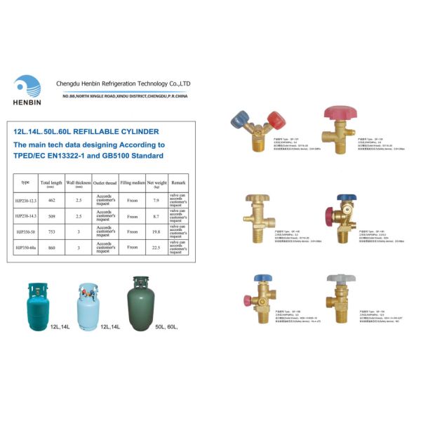 10.9kg 24LB R404c Refrigerant Recyclable Cylinder Ce Approved