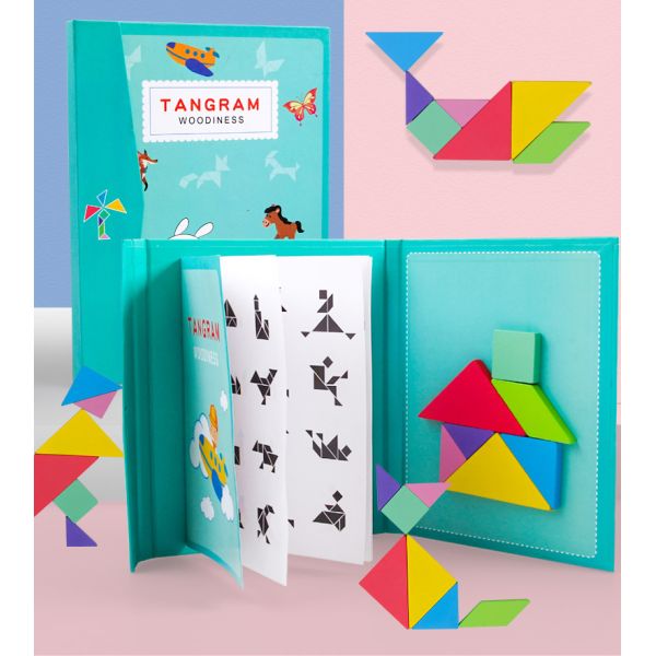 Jigsaw Puzzle Baby Developmental Toys Wooden Tangram Magnetic Puzzle Toys