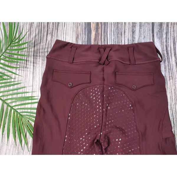 Women Burgundy Riding Breeches Quick Dry Silicone Grip Full Seat Riding Breeches