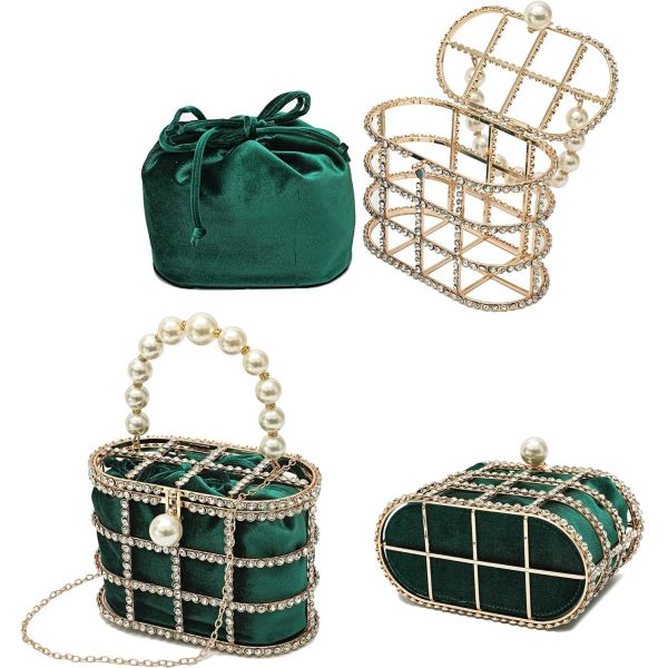 EVENING HANDBAG WOMEN CLUTCH PURSES WITH PEARL DIAMONDS FOR WEDDING PROM BIRTHDAY PARTY DINNER ACCESSORIES