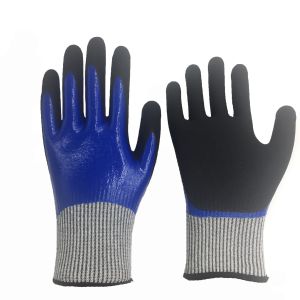 ZM 13 Gauge Flexible Fish Mitts Smooth Nitrile Fully Coated And Sandy Nitrile