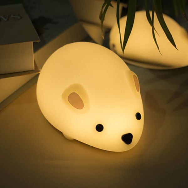 Mouse Night Light For Kids Rechargeable LED Children Lamp Timer Bedside Lamp Decor Baby Nursery Breastfeeding NightLight