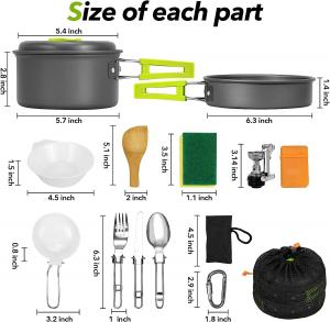 Cheap Camping Cookware Pots And Pans, Camping Cookware Mess Kit,Non-Stick Lightweight Pots Set Portable Outdoor Cookware wholesale