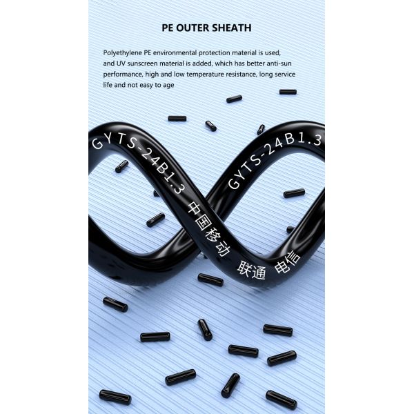 Outdoor Duct and Conduit Customized 2-288 Cores SM MM Armoured GYTS Fiber Optic Cable