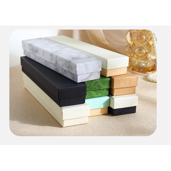 Customized LOGO Wholesale Multi-Color Watch Box Jewelry Storage Blue Pink White Powder Top And Bottom Cover Necklace Pendant Jewelry Packaging Box