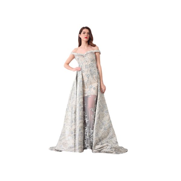 Sweetheart Unique Off Shoulder Long Womens Evening Gowns Embroidery Decor